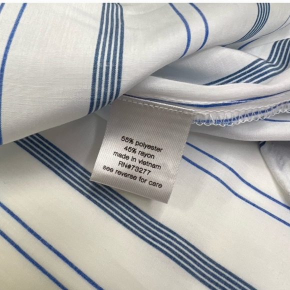 Elizabeth & James Blue White Striped Neck Bow Button Down Shirt Blouse Small - Picture 6 of 7